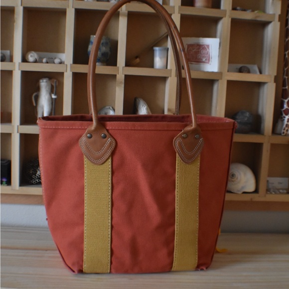 L.L. Bean Canvas and Leather Tote with Maine Patches - Picture 4 of 5